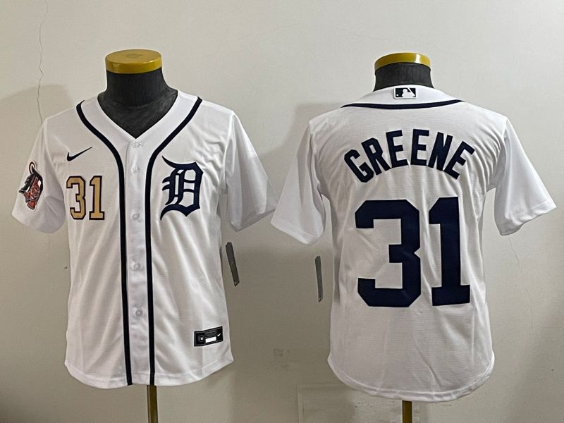 Youth 2025 Detroit Tigers #31 Greene White Game Nike MLB Jersey style 1->youth mlb jersey->Youth Jersey